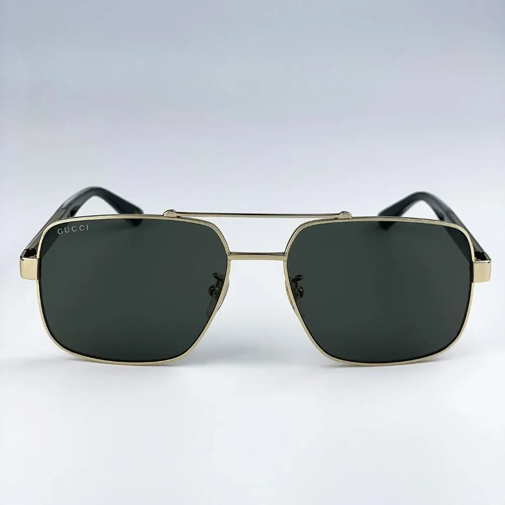 NEW Gucci GG0529S 001 Gold Black Grey Oversized Pilot Unisex Sunglasses